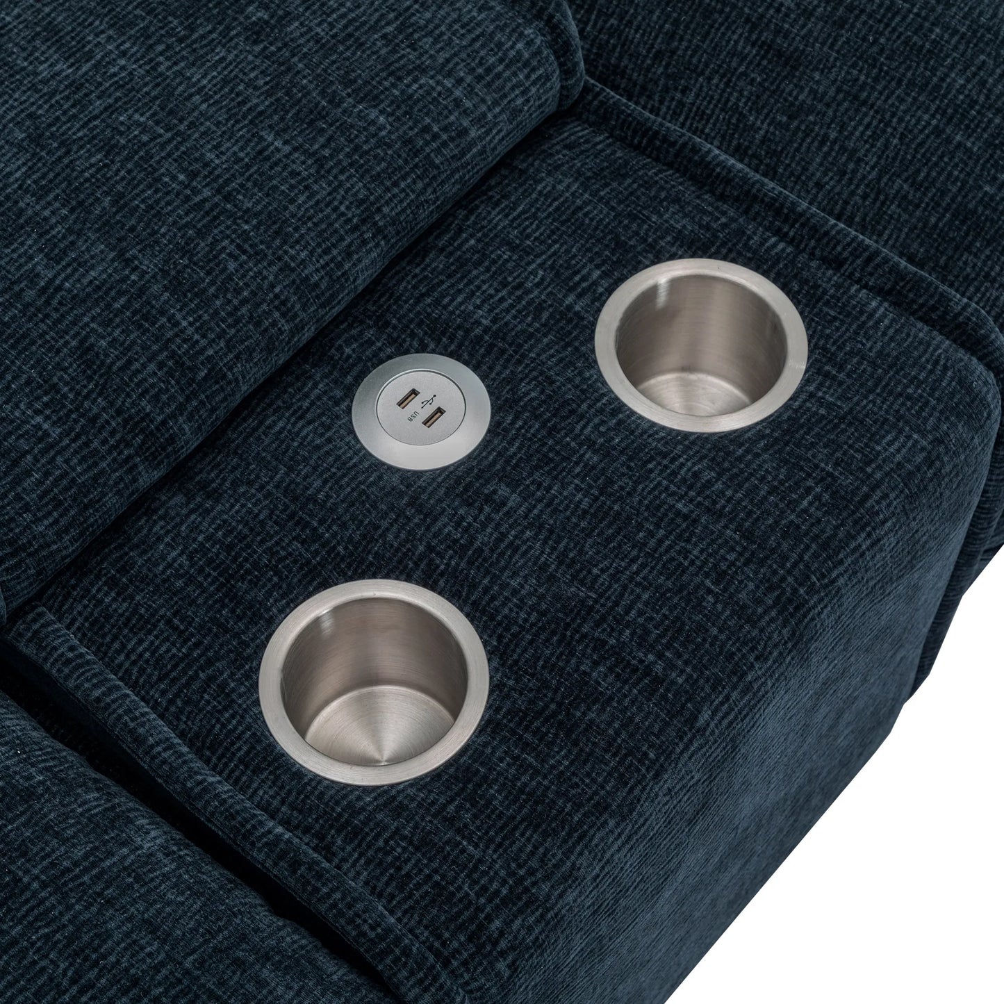 Plush Couch, Deep Seat Couch with Ottomans, Blue