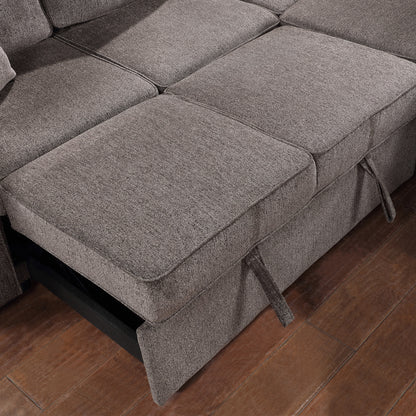 Louie Sleeper Sectional, Couch L Shape - Brown