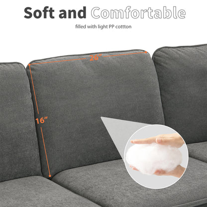 Corner Sectional Sofa, L-Shaped Comfy Couch, Gray