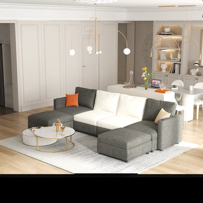 Large Sectional Couch with Storage, Sofa with Chaise- Gray