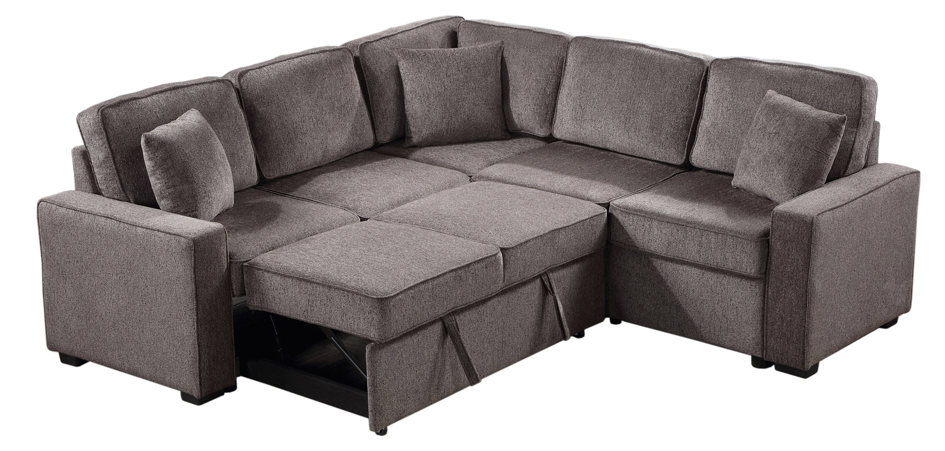 Louie Sleeper Sectional, Couch L Shape - Brown