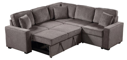 Louie Sleeper Sectional, Couch L Shape - Brown