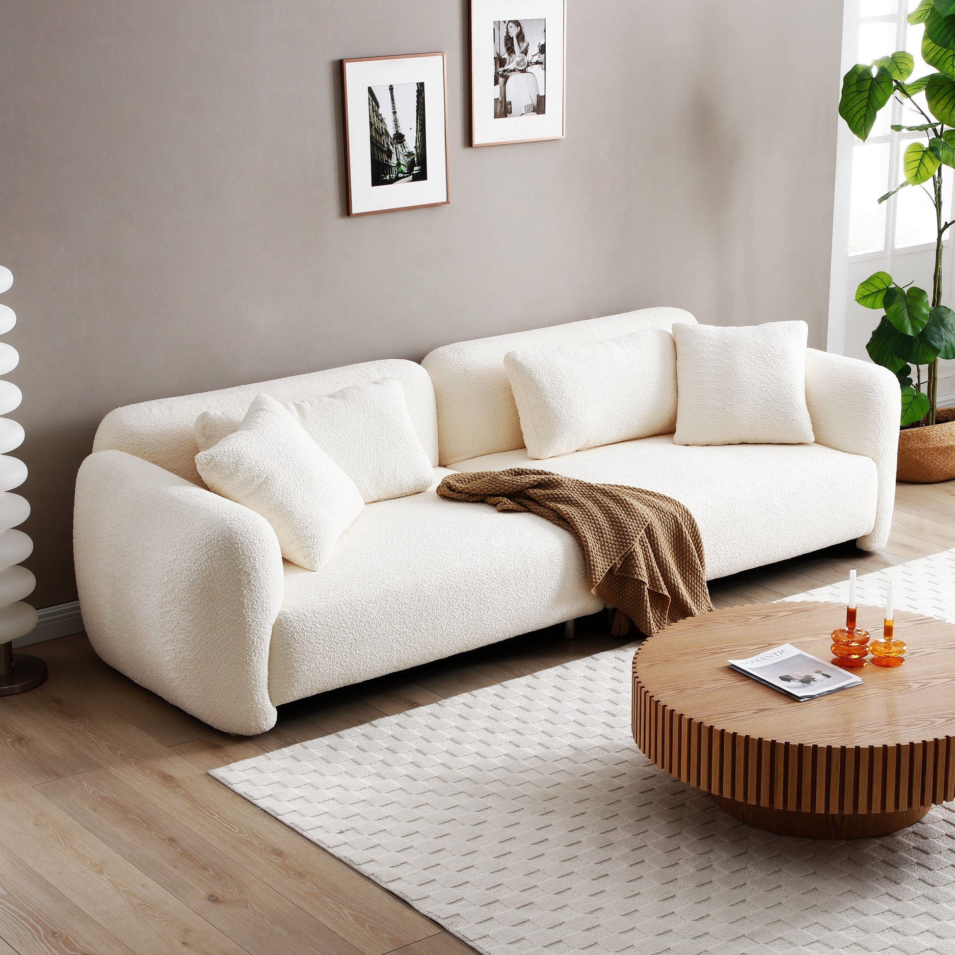 Cloud Couch, Premium Oversized Sofa with Teddy Bouclé, Beige