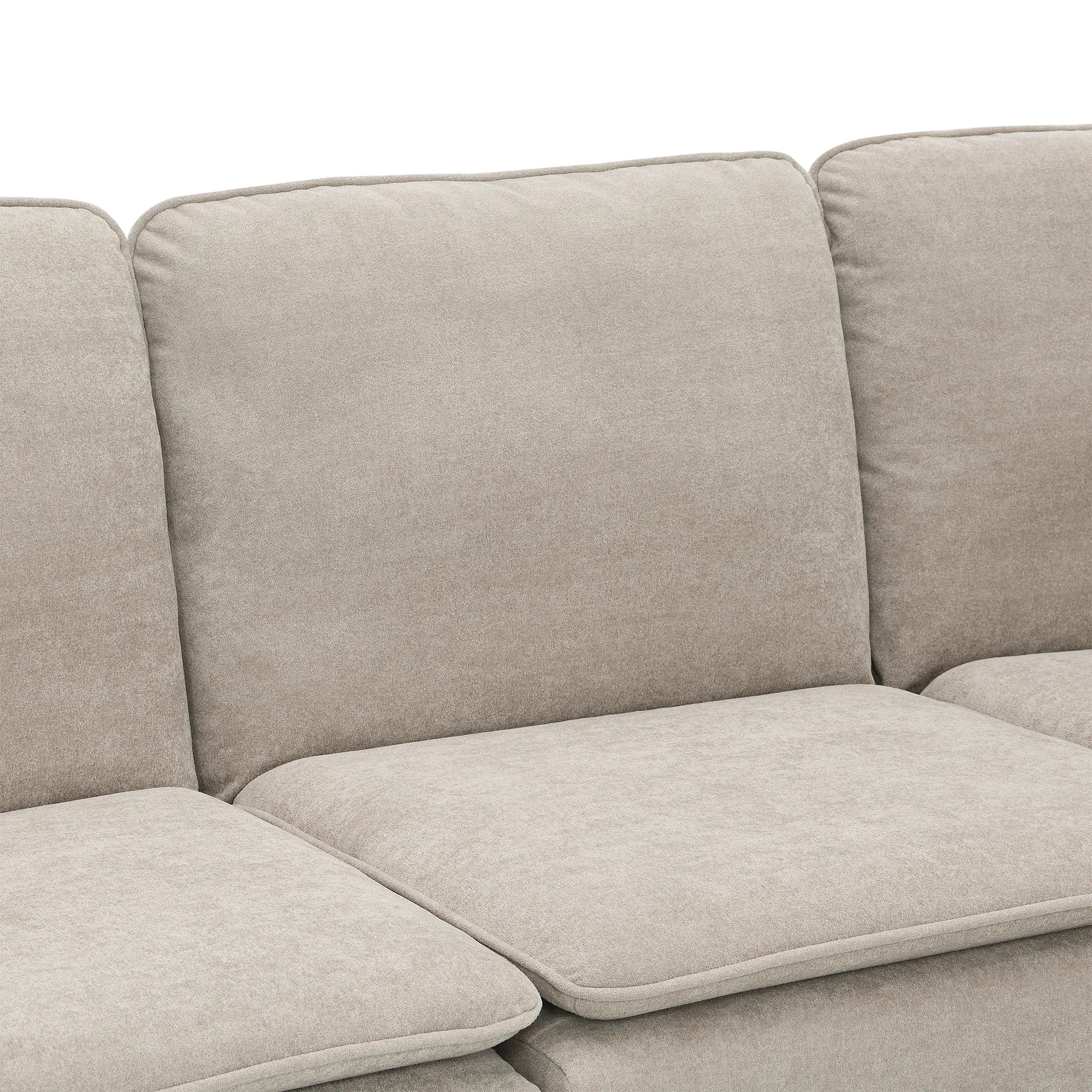 Corner Sectional Sofa, L-Shaped Comfy Couch, Khaki