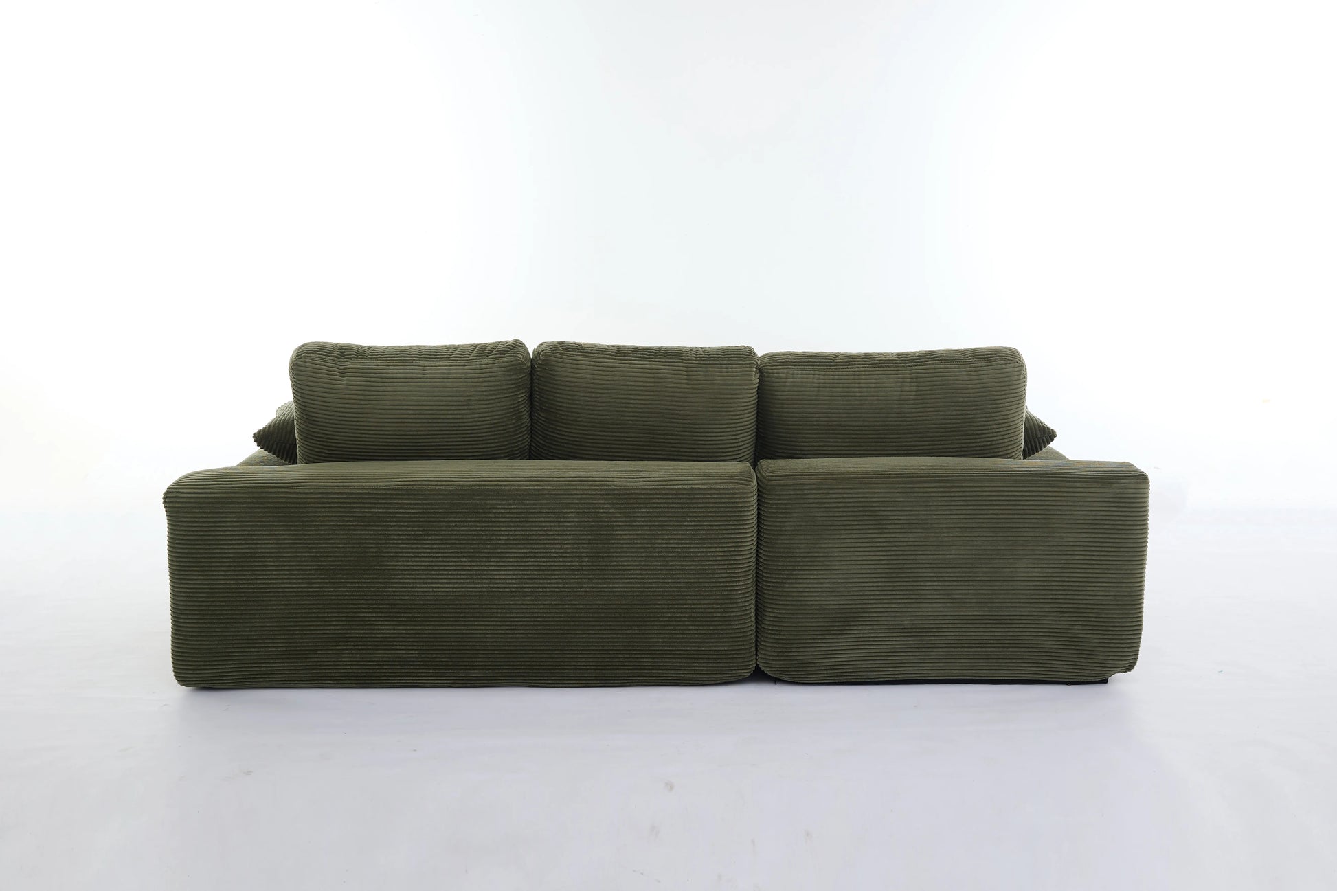 Chaise Lounge Sofa, L Shape Reversible Corduroy Couch Sectional, Green