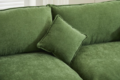 3 Seater Sofa, L Shaped Couch with Ottoman, Beige/Gray/Green
