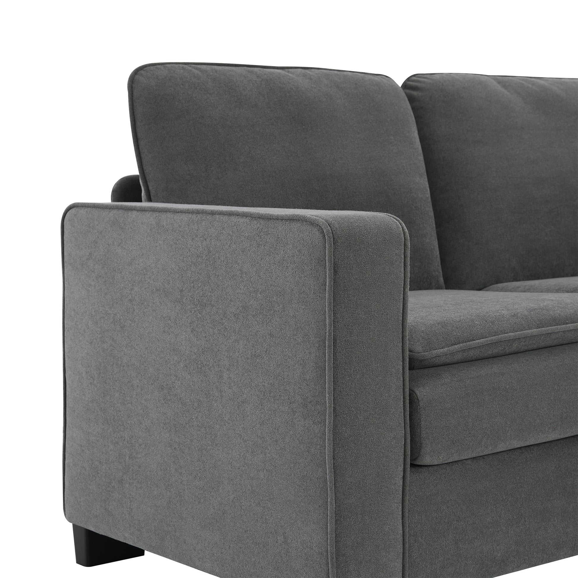 Corner Sectional Sofa, L-Shaped Comfy Couch, Gray