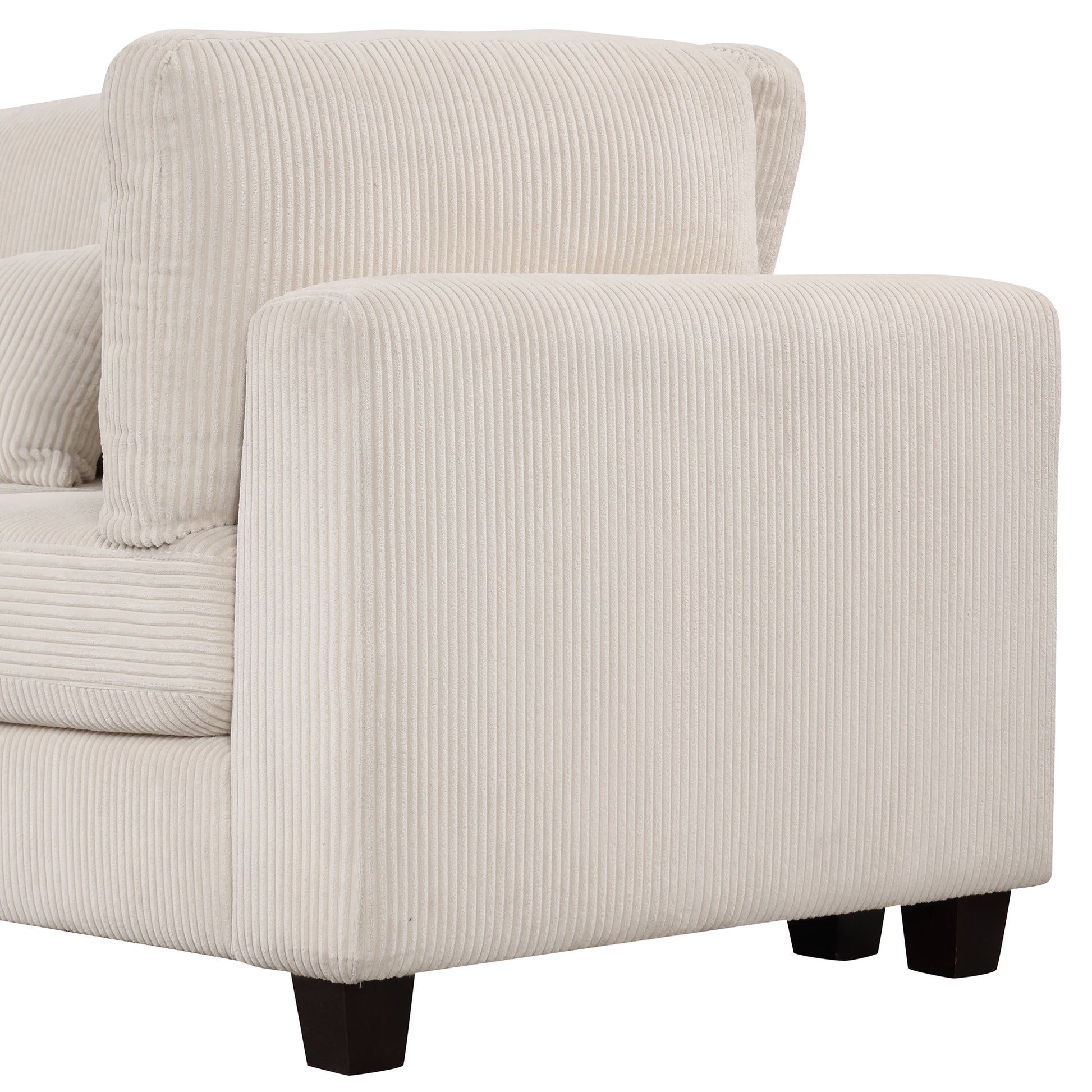 Louie Modular Sectional Sofa, Corduroy Couch with Ottoman - Beige