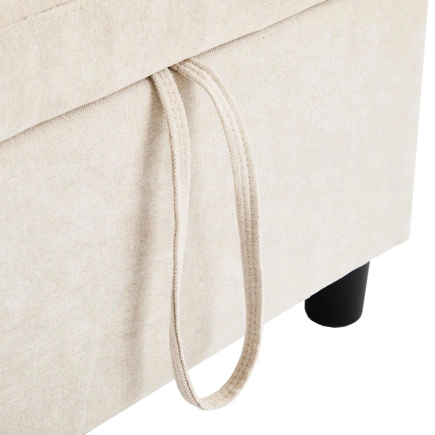 Corduroy Couch with Chaise Sleeper, Sectional Sofa Pull-Out, Beige