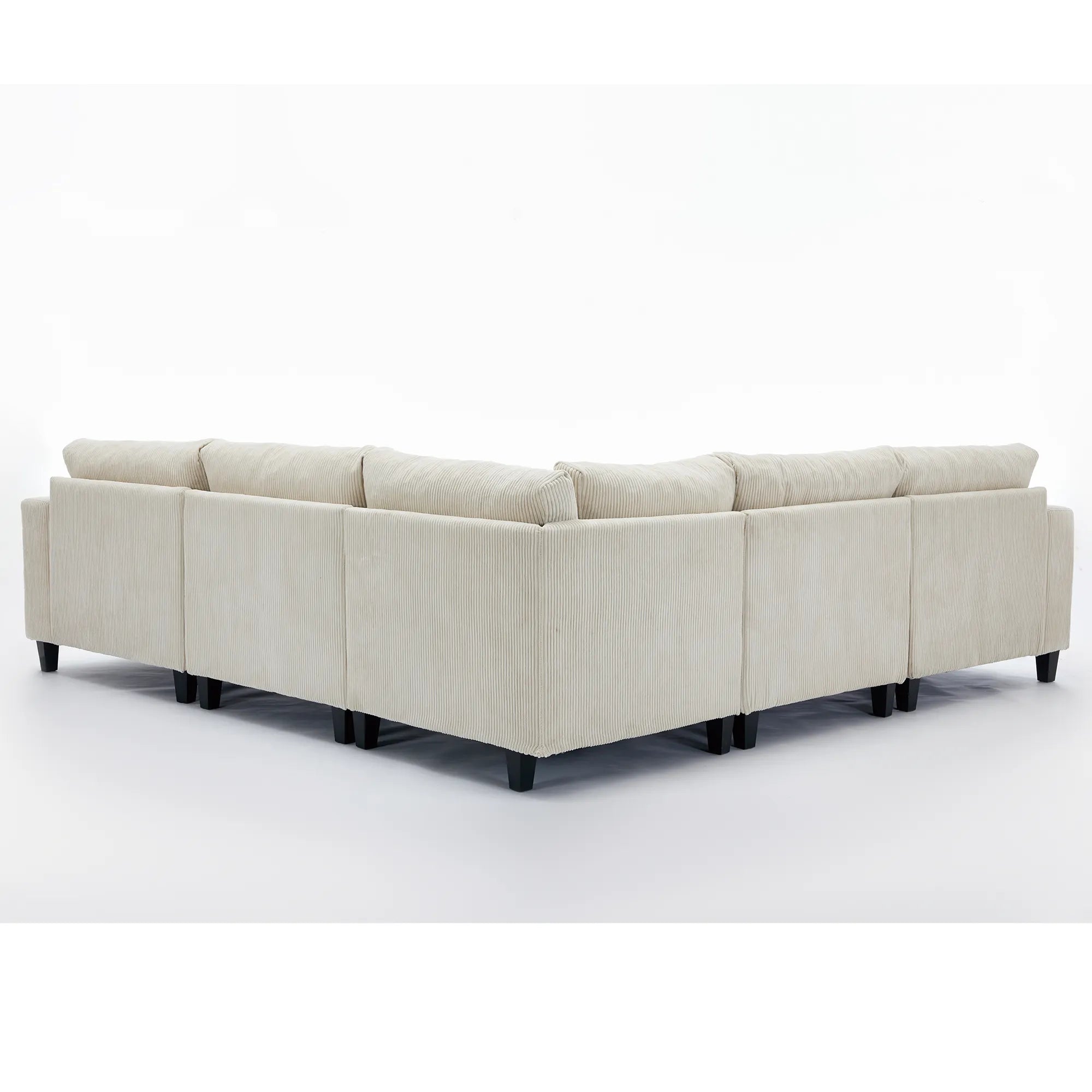 Modular Sectional Sofa, Deep Seat Corduroy Couch, Beige