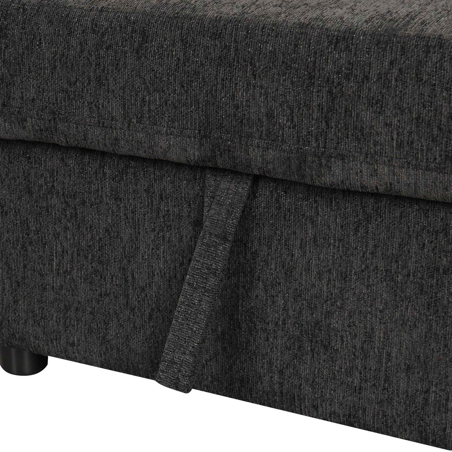 Louie Sectional Sleeper Sofa, Couch with Chaise and Storage - Black