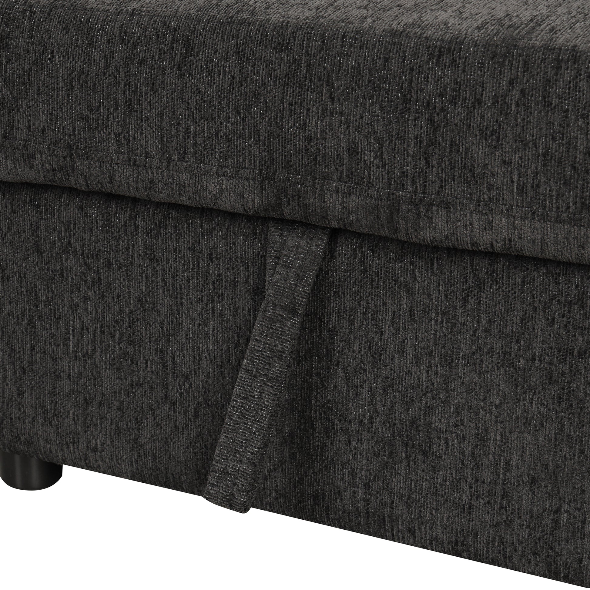 Louie Sectional Sleeper Sofa, Couch with Chaise and Storage - Black