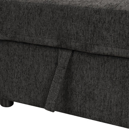 Louie Sectional Sleeper Sofa, Couch with Chaise and Storage - Black