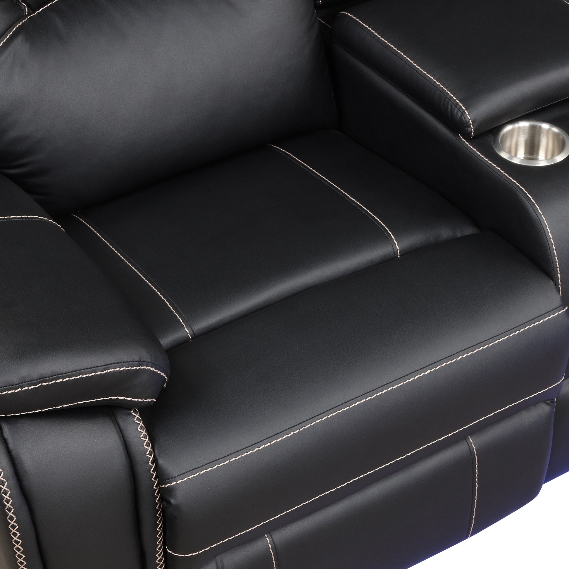 Modern Reclining Sofa, Corner Sectional Couch Recliner, Black