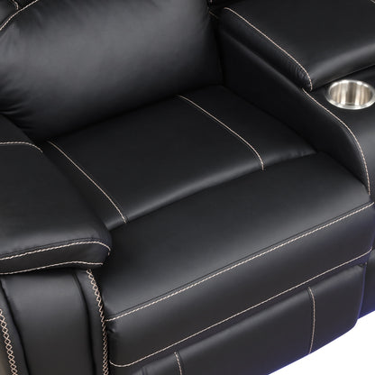 Modern Reclining Sofa, Corner Sectional Couch Recliner, Black