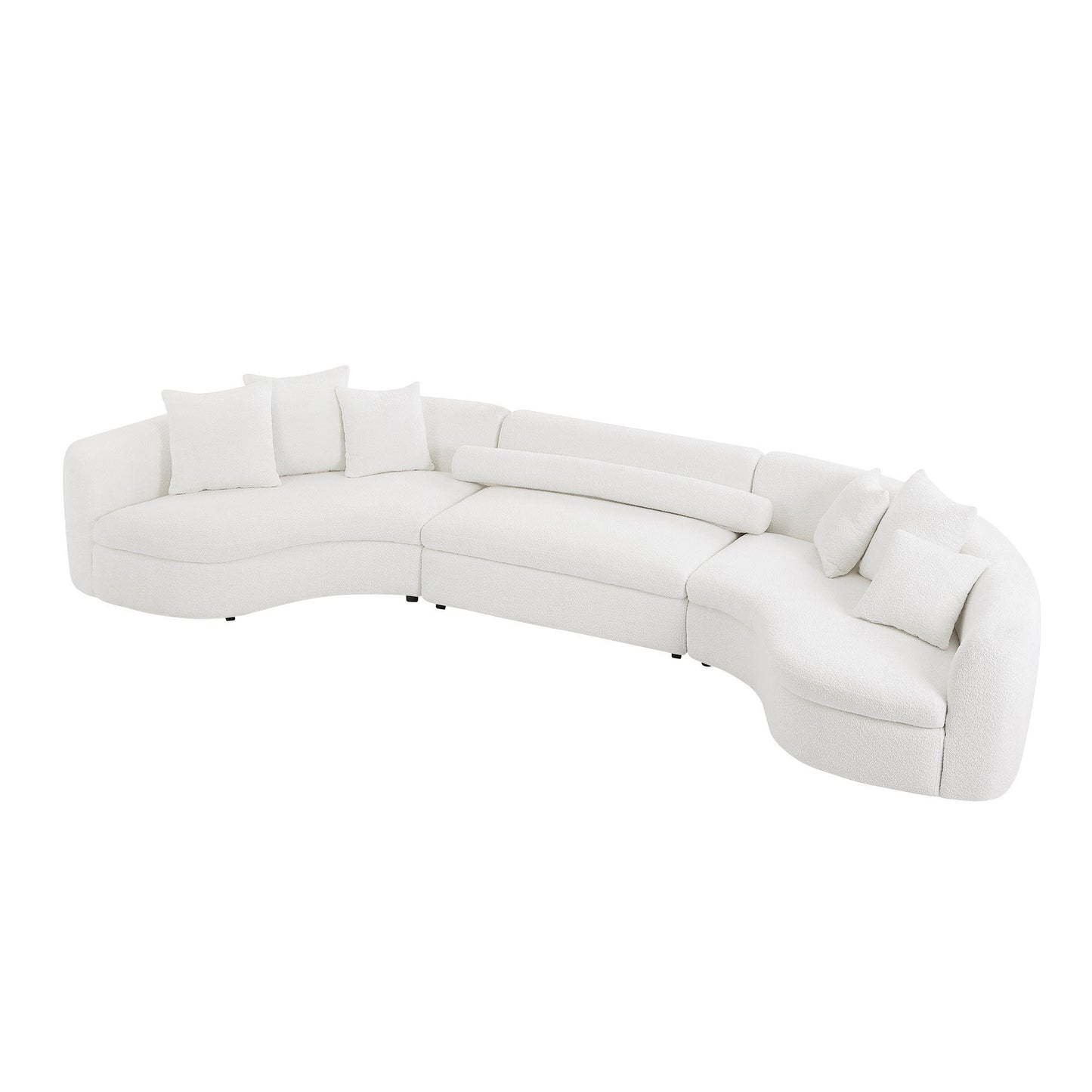 Modern Large Sectional Couch, Upholstered Curved Sofa, White