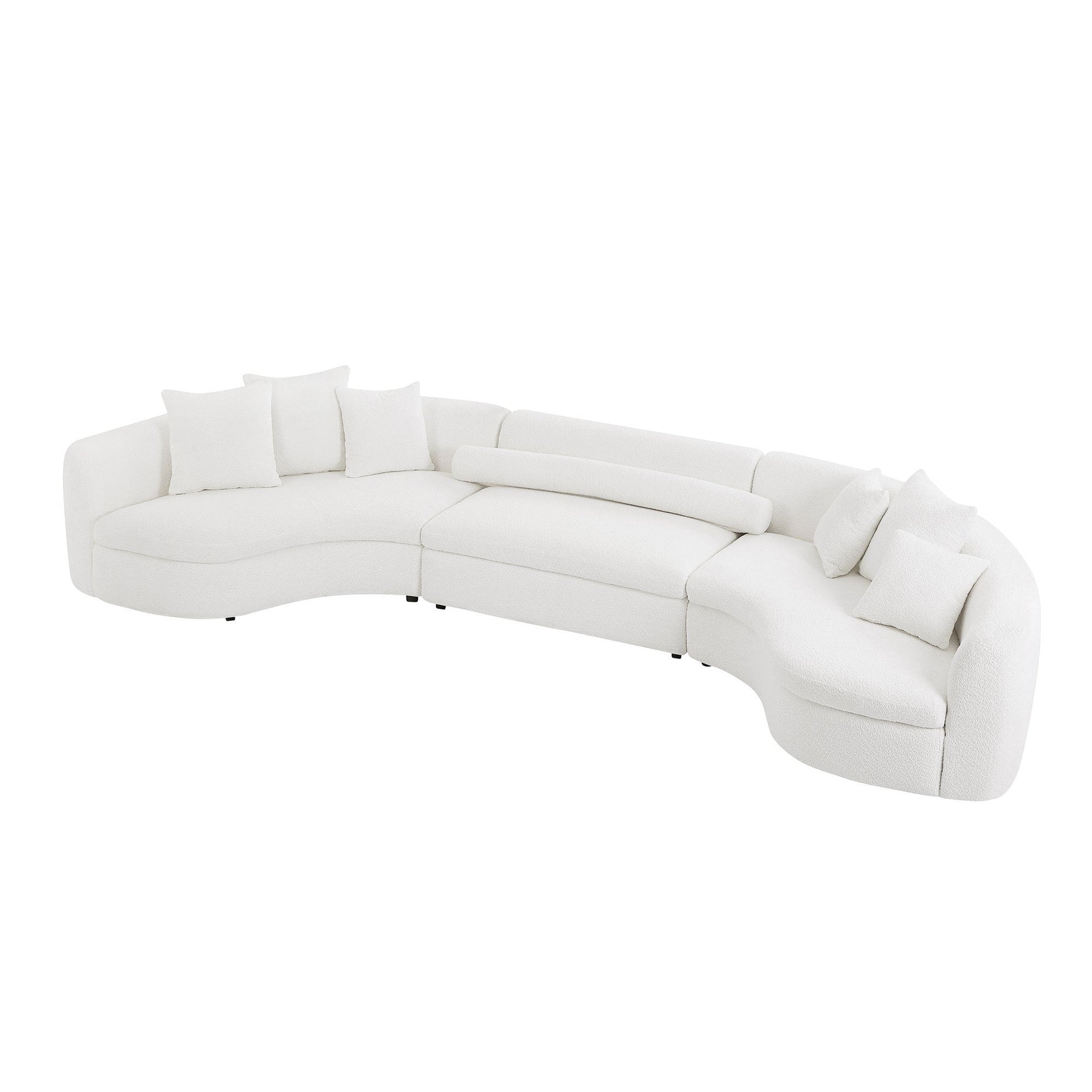 Modern Large Sectional Couch, Upholstered Curved Sofa, White