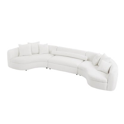 Modern Large Sectional Couch, Upholstered Curved Sofa, White