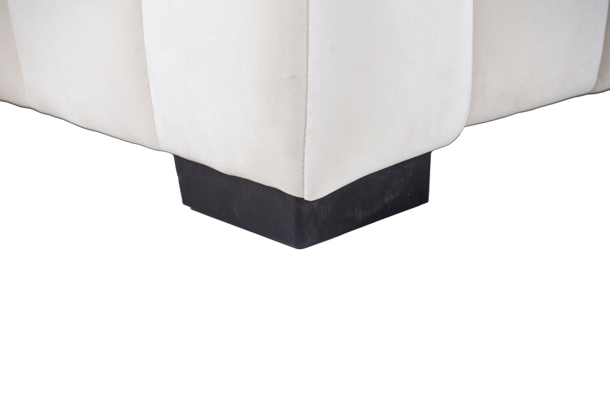 Modern Sofa Sectional, Large Velvet Couch with Left Chaise, Beige