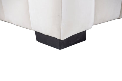 Modern Sofa Sectional, Large Velvet Couch with Left Chaise, Beige