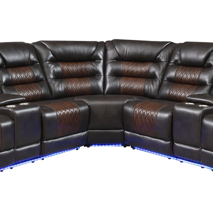 Luxury Reclining Sofa, Corner Sectional Couch Recliner, Brown