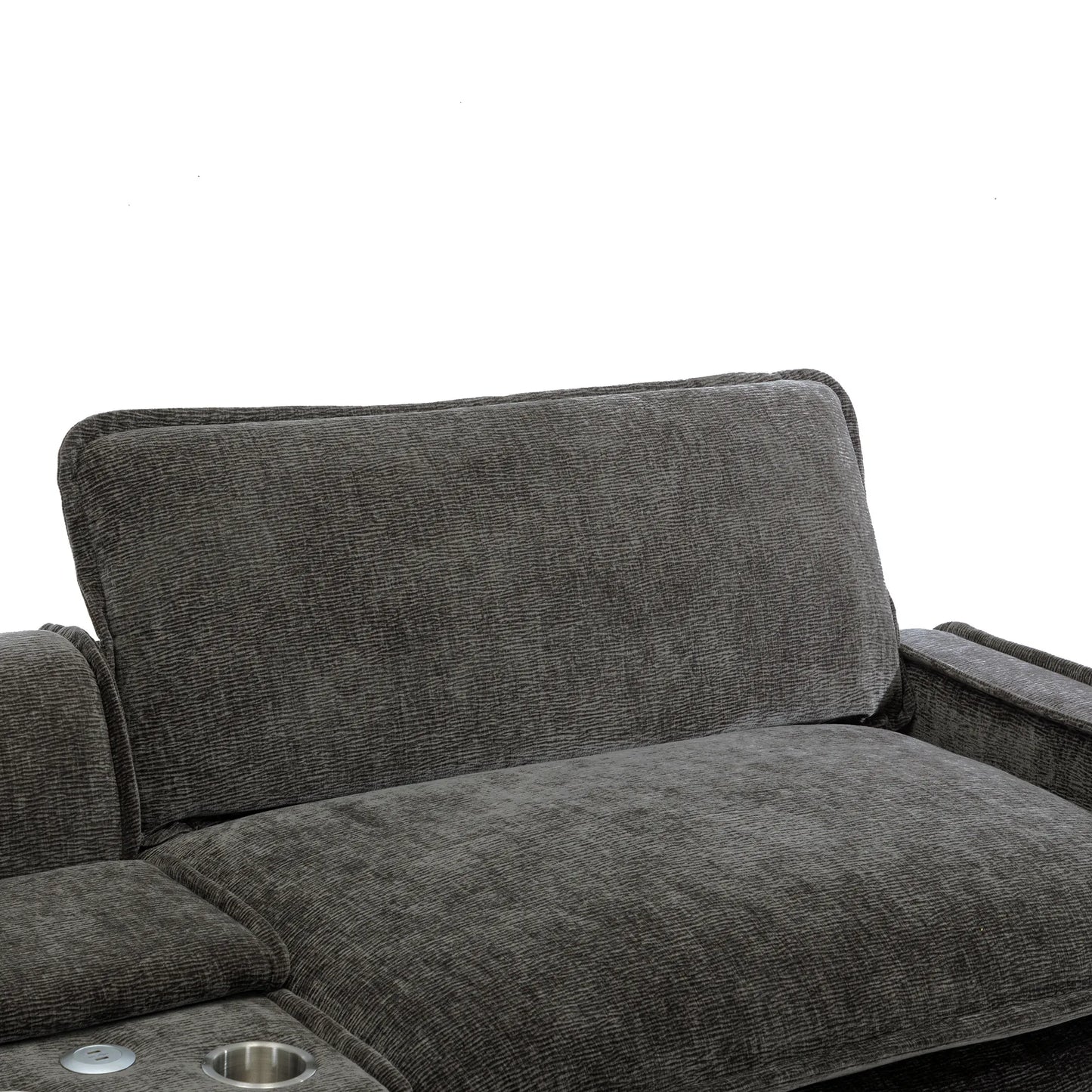 Plush Couch, Deep Seat Couch with Ottomans, Black