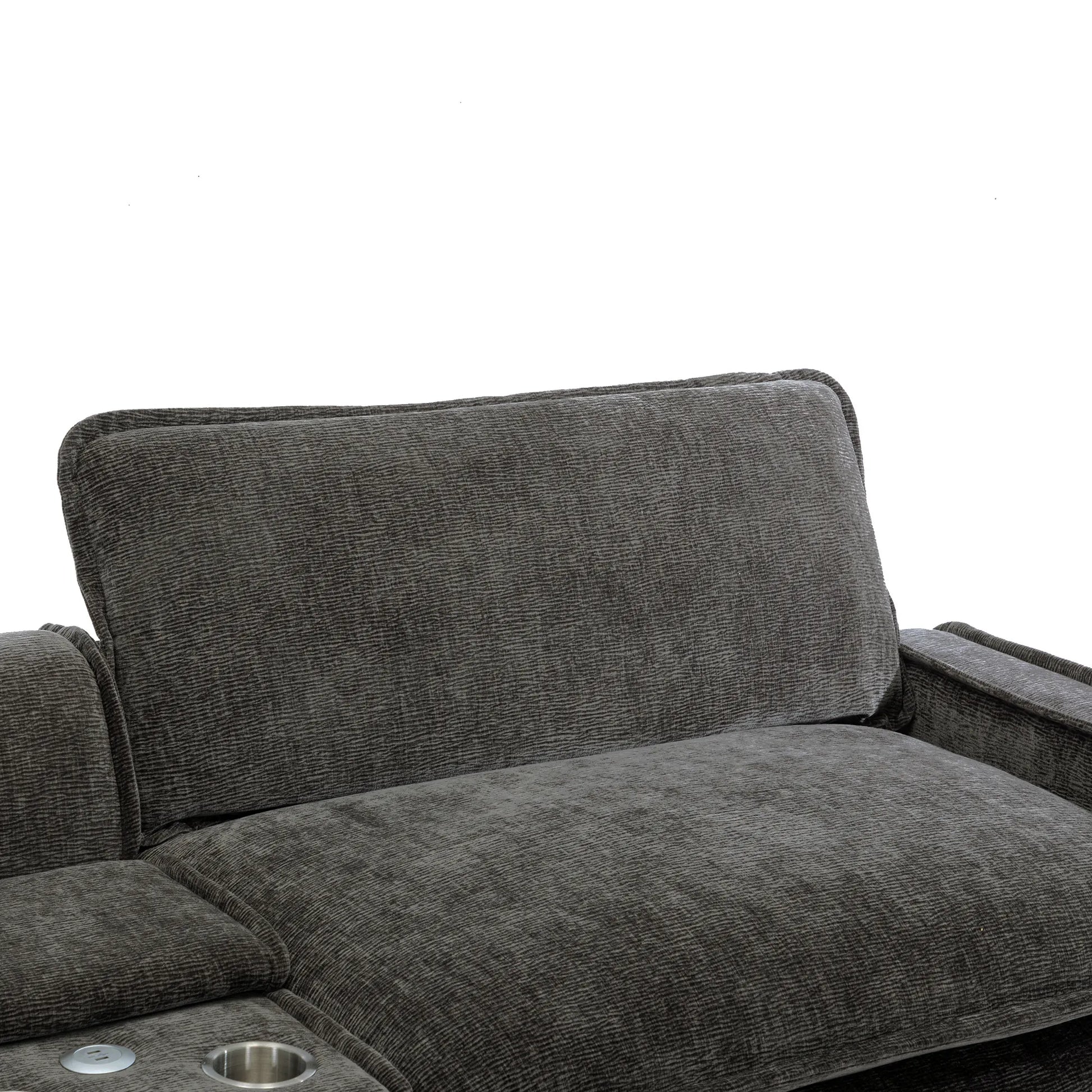 Plush Couch, Deep Seat Couch with Ottomans, Black