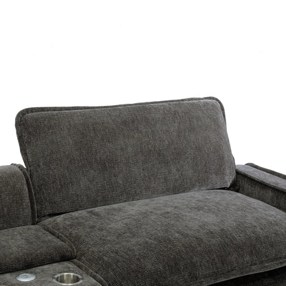Plush Couch, Deep Seat Couch with Ottomans, Black