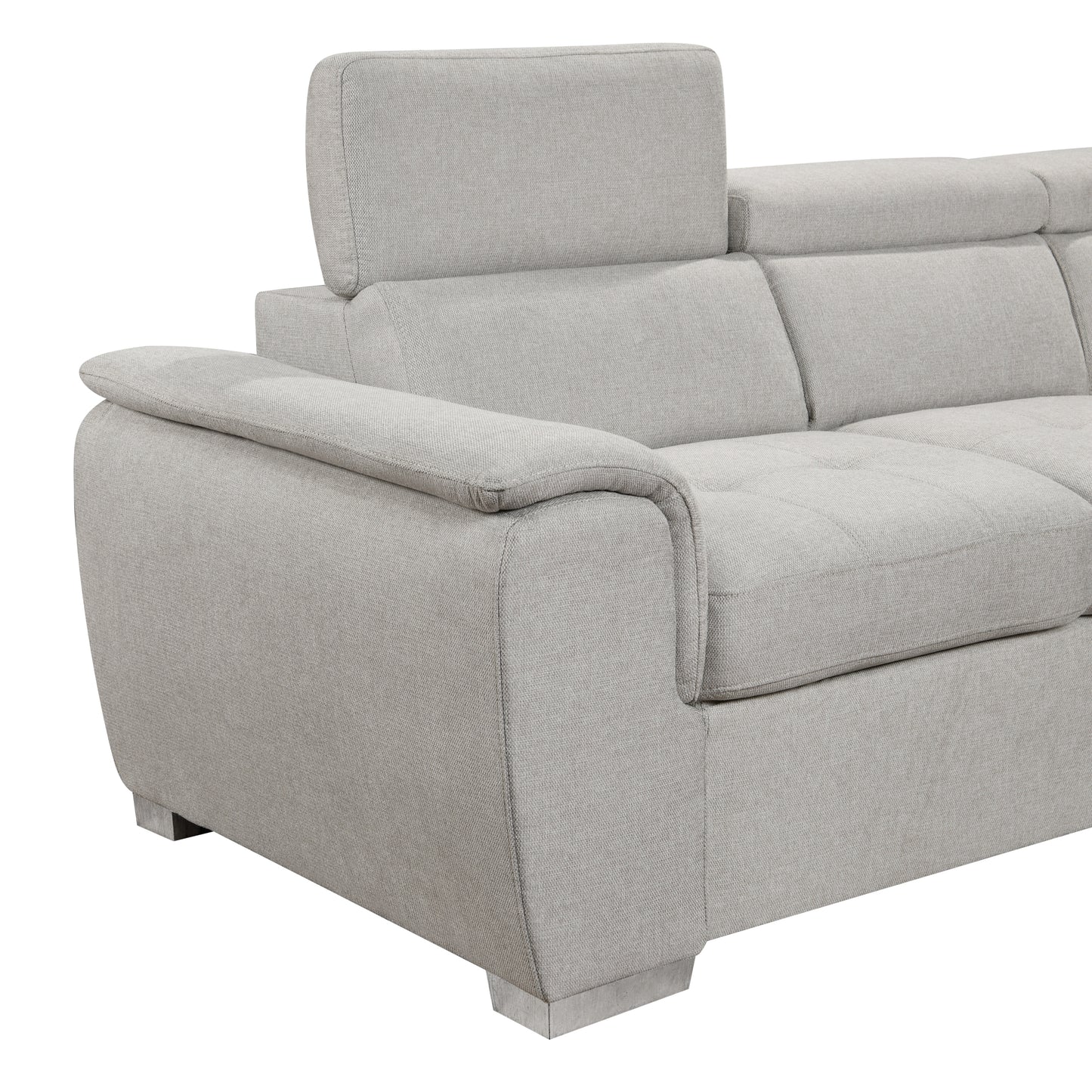 U Shaped 7-seat Sectional with Sofa Bed and Storage Chaise for Living Room - Beige, Gray
