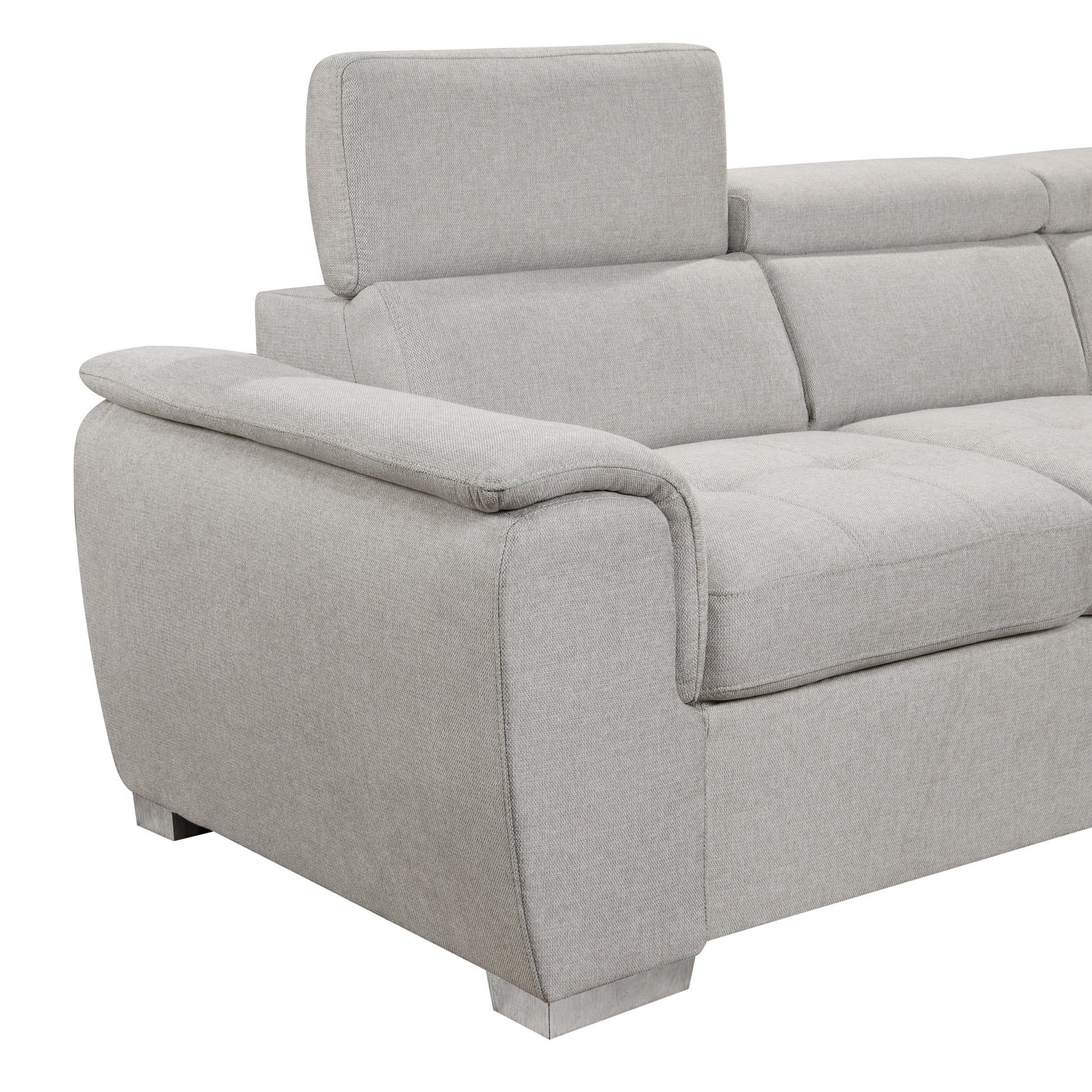 U Shaped 7-seat Sectional with Sofa Bed and Storage Chaise for Living Room - Beige, Gray