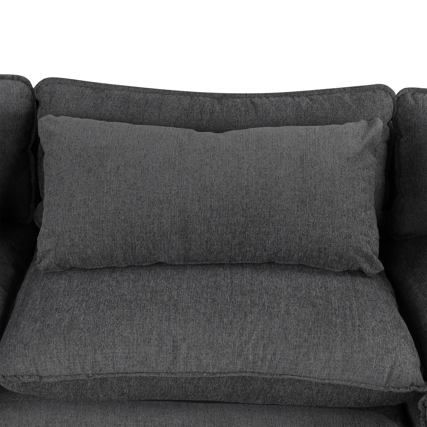 Comfy Sectional Cloud Couch, Chenille Sofa with Ottoman, Grey