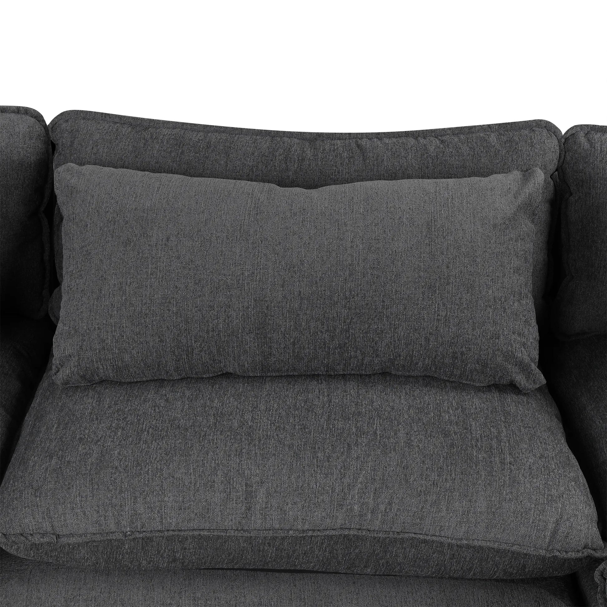 Comfy Sectional Cloud Couch, Chenille Sofa with Ottoman, Grey