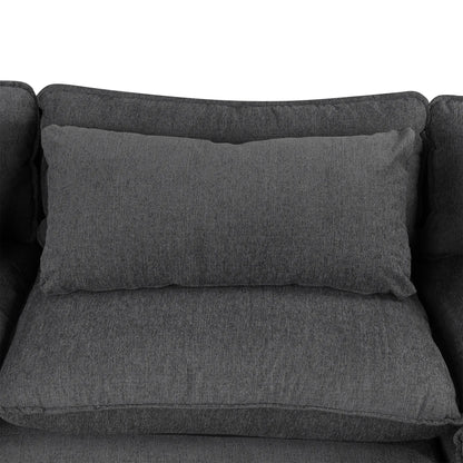 Comfy Sectional Cloud Couch, Chenille Sofa with Ottoman, Grey