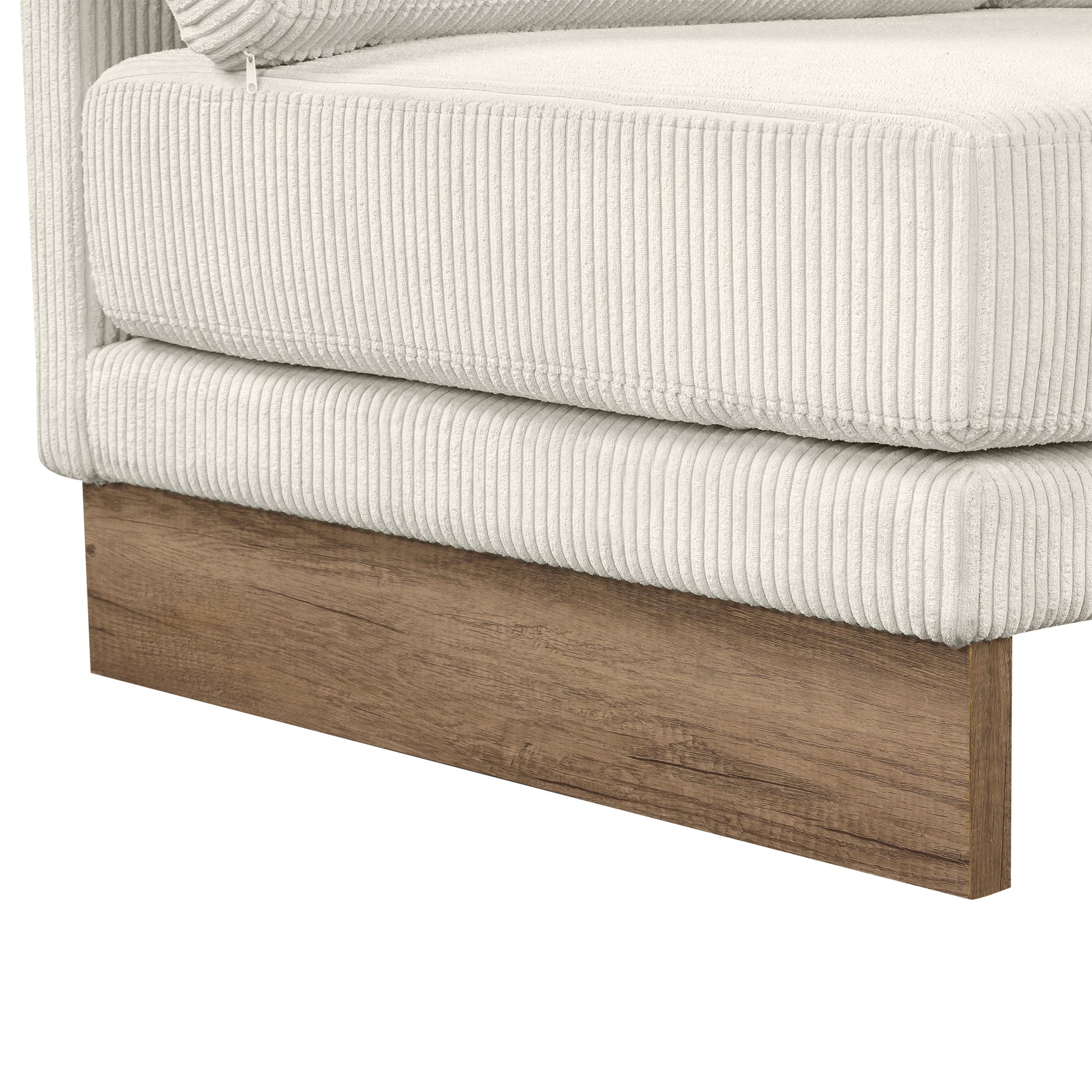 Corduroy Couch, Modern L Shaped Sectional Sofa with Reversible Chaise, Beige