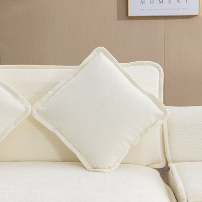 Plush Couch, Deep Seat Couch with Ottomans, Beige