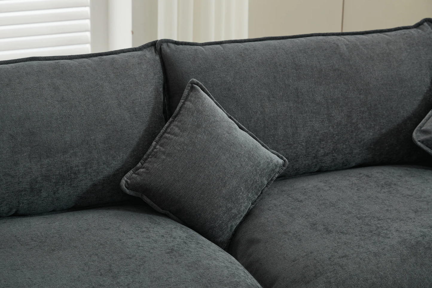 3 Seater Sofa, L Shaped Couch with Ottoman, Beige/Gray/Green