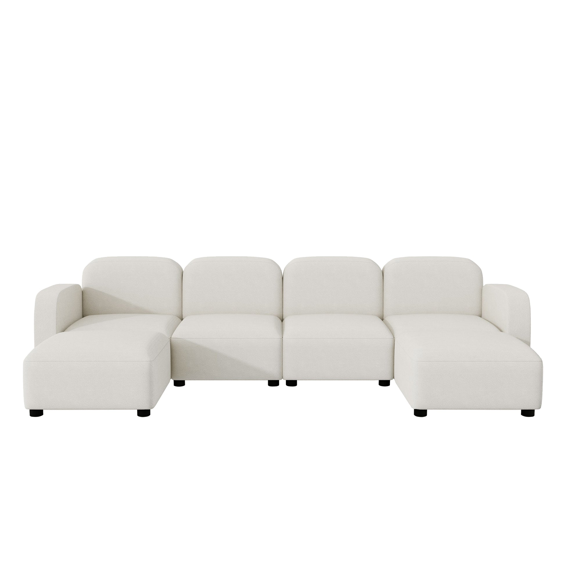 Modern U Shaped Sectional, Modular Comfy Couch with Ottoman, Beige
