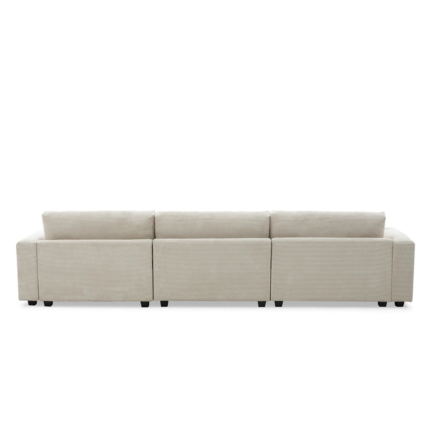 Deep Seat Corduroy Sofa, Large Sectional Couch with Chaise, Beige
