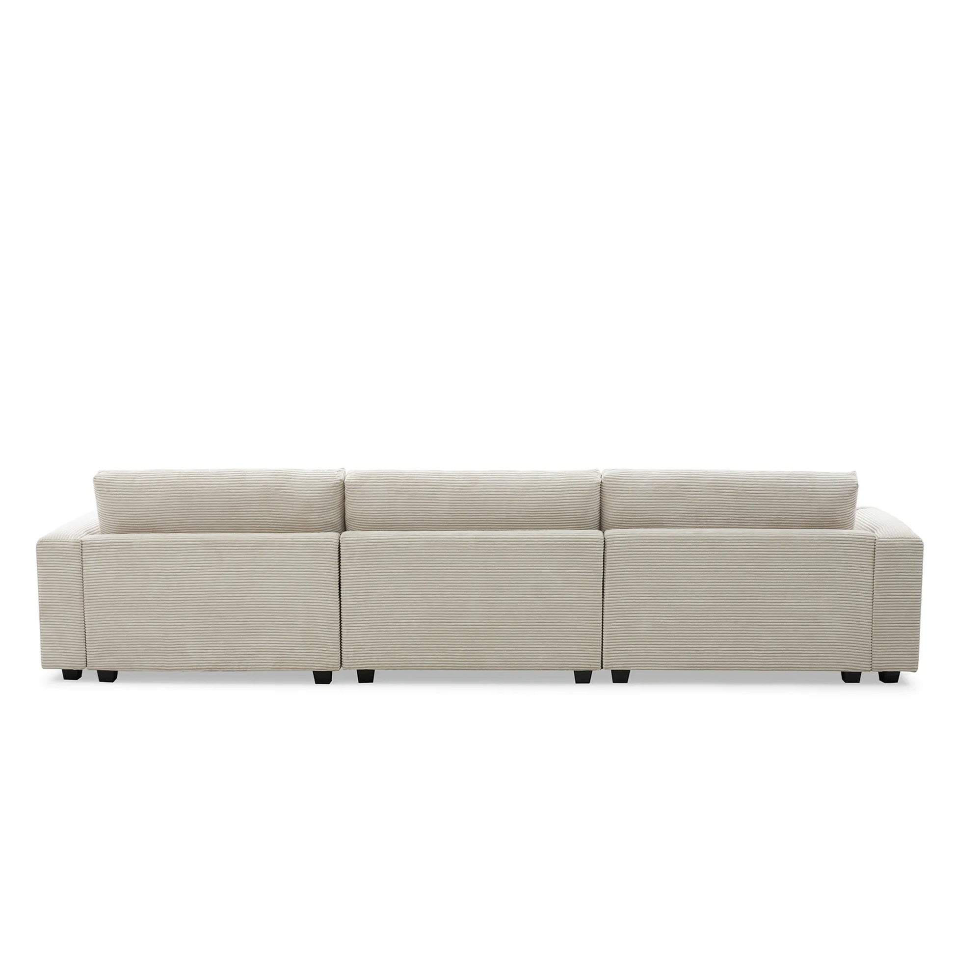 Deep Seat Corduroy Sofa, Large Sectional Couch with Chaise, Beige