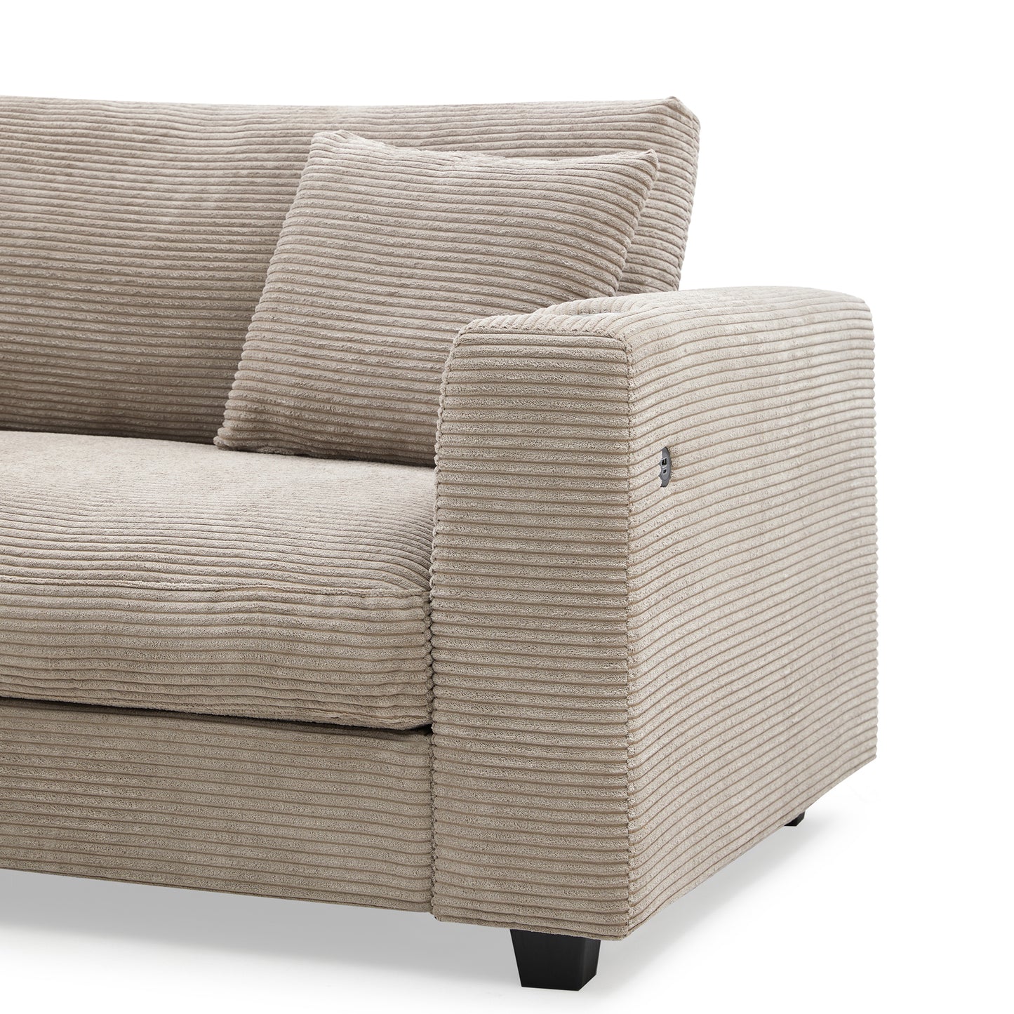 Deep Seat Corduroy Sofa, Large Sectional Couch with Chaise, Khaki