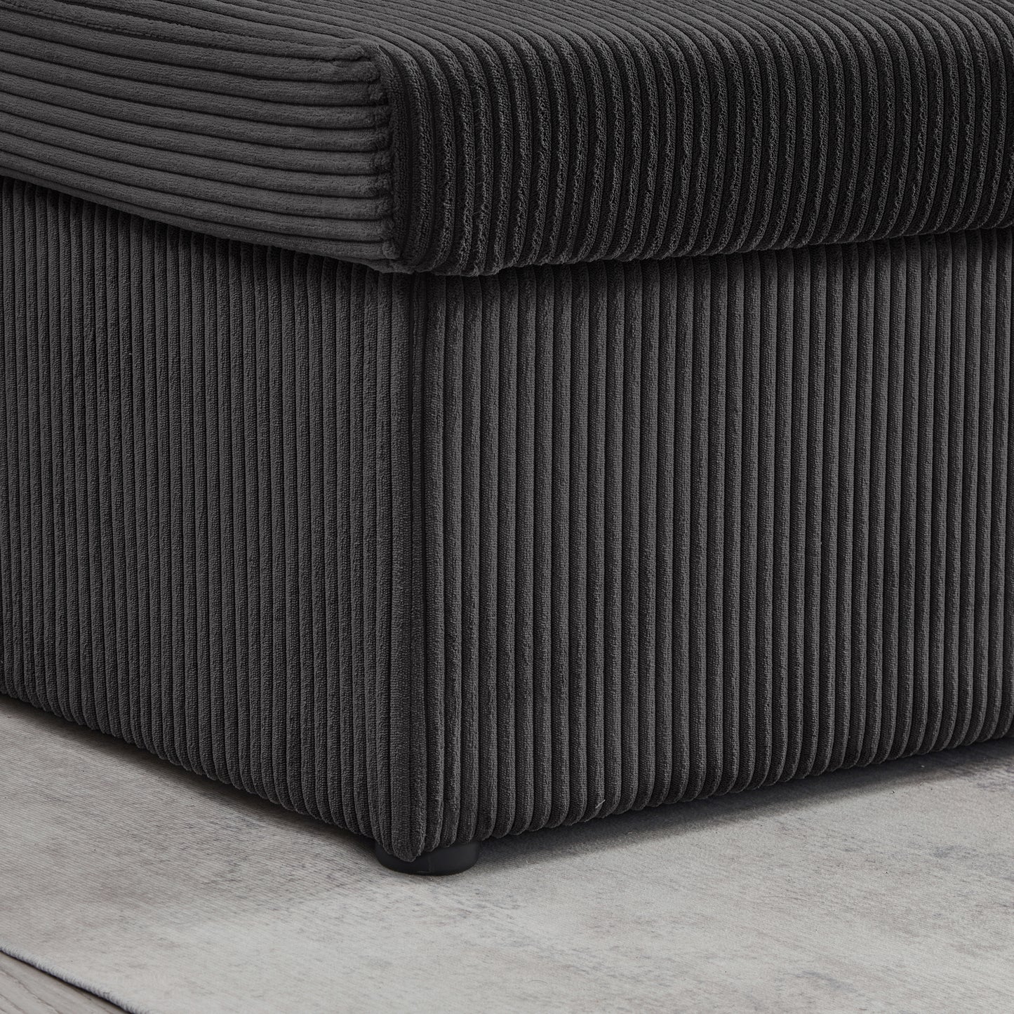 Louie Sofa Chaise Sleeper, Corduroy Couch with Double Chaise Storage - Dark Gray