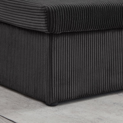 Louie Sofa Chaise Sleeper, Corduroy Couch with Double Chaise Storage - Dark Gray