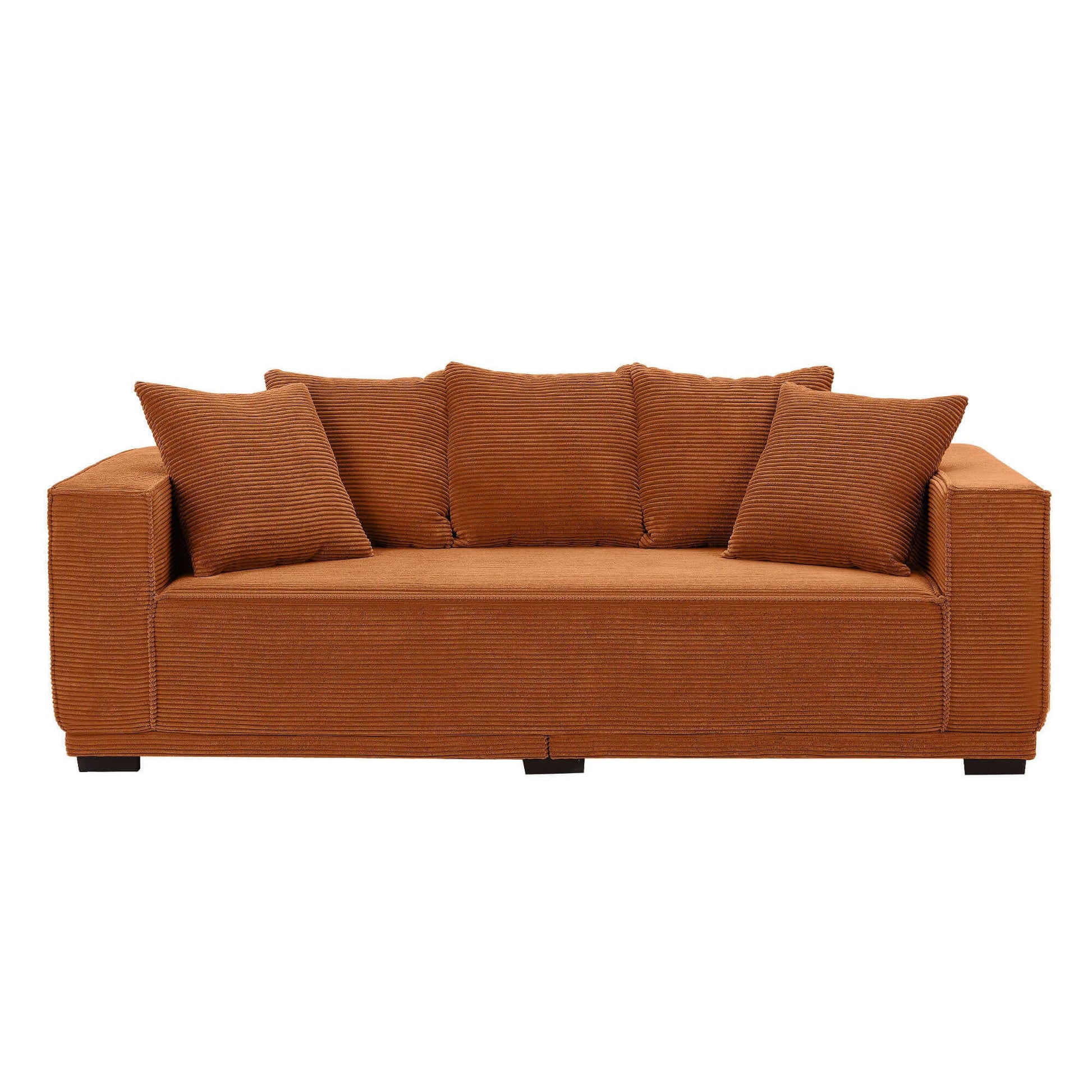 Louie Modern Corduroy Sofa, 3-Seater Couch for Living Room, Bedroom, Apartment - Orange