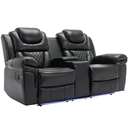 Louie Luxury Recliner Sofa Set, Home Theater Seating with LED Lights
