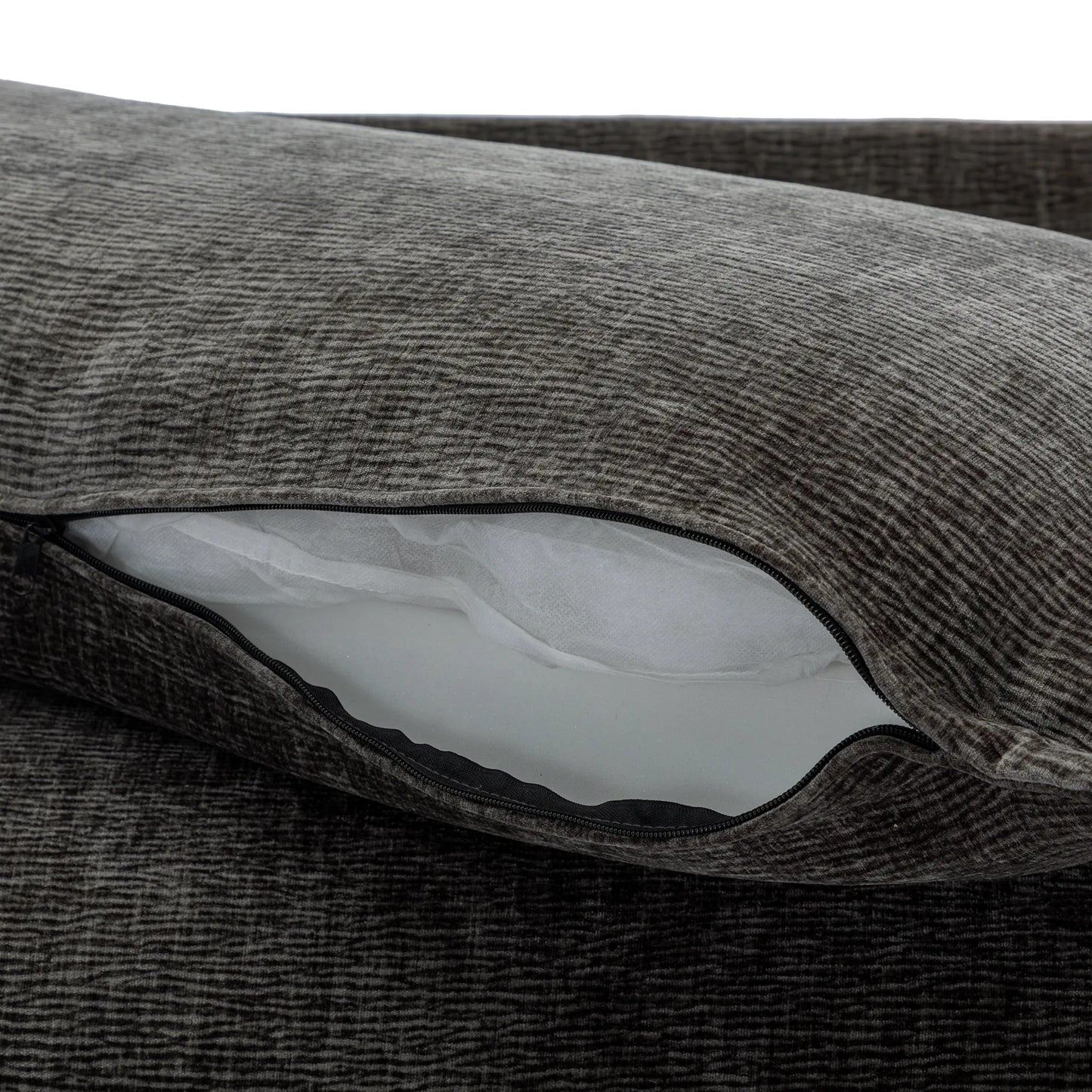 Plush Couch, Deep Seat Couch with Ottomans, Black
