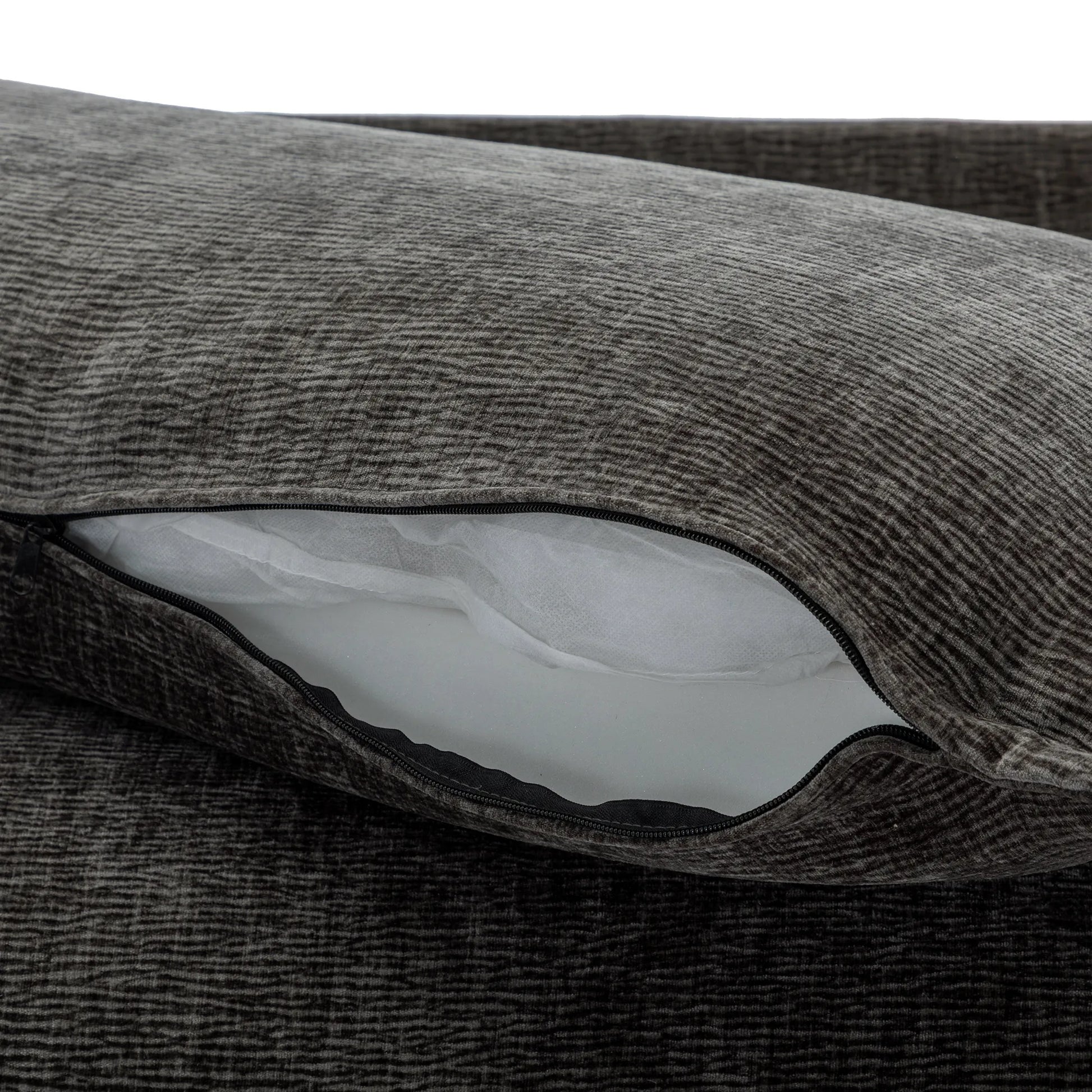 Plush Couch, Deep Seat Couch with Ottomans, Black