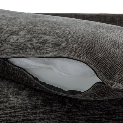 Plush Couch, Deep Seat Couch with Ottomans, Black