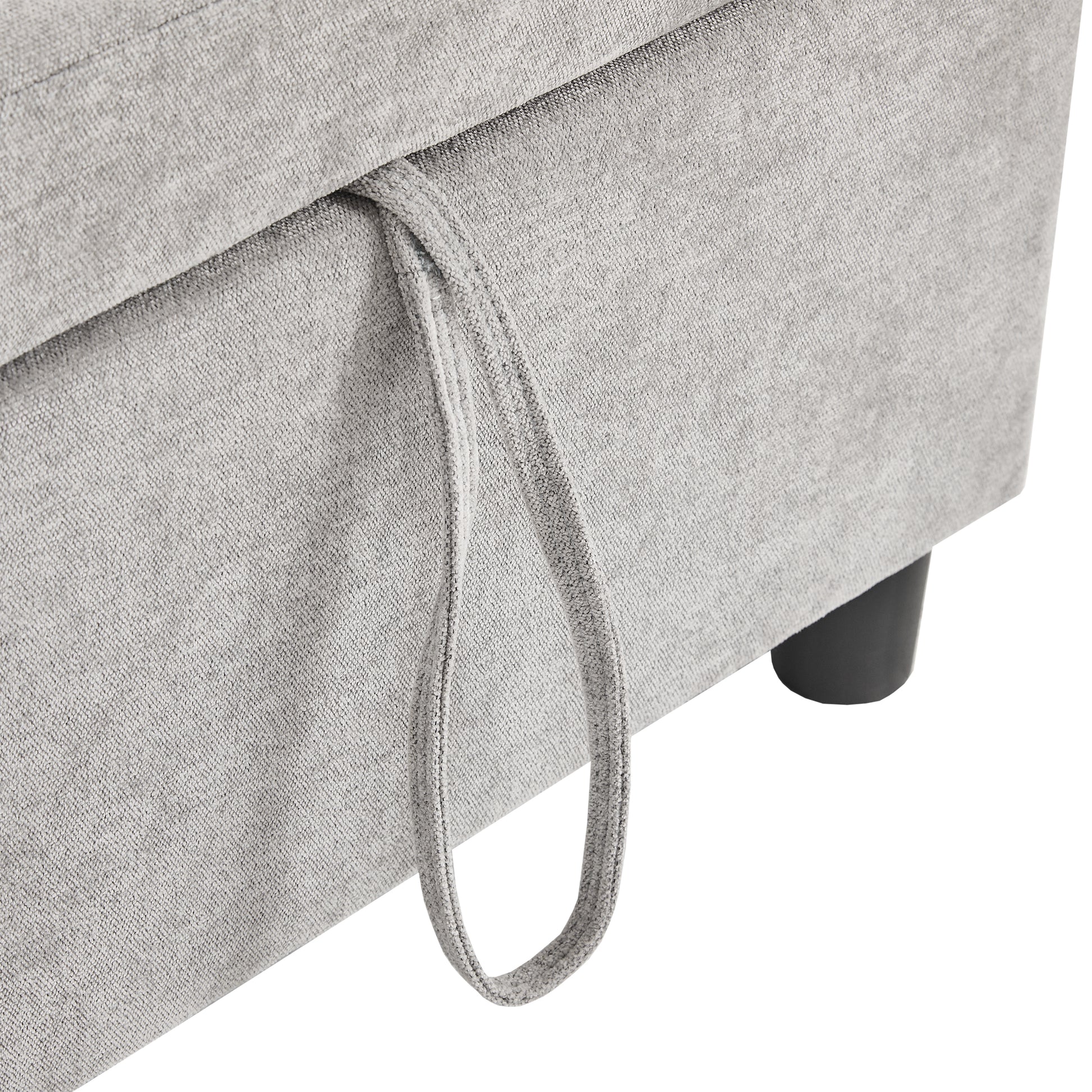 Corduroy Couch with Chaise Sleeper, Sectional Sofa Pull-Out, Grey