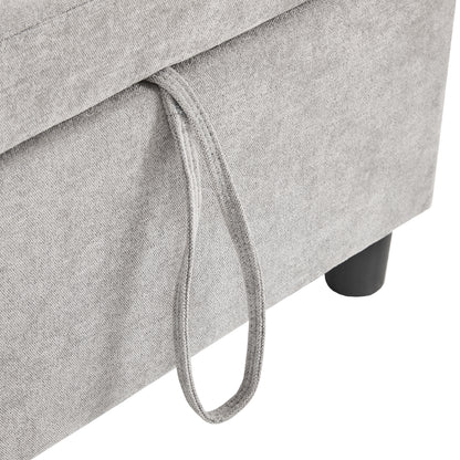 Corduroy Couch with Chaise Sleeper, Sectional Sofa Pull-Out, Grey