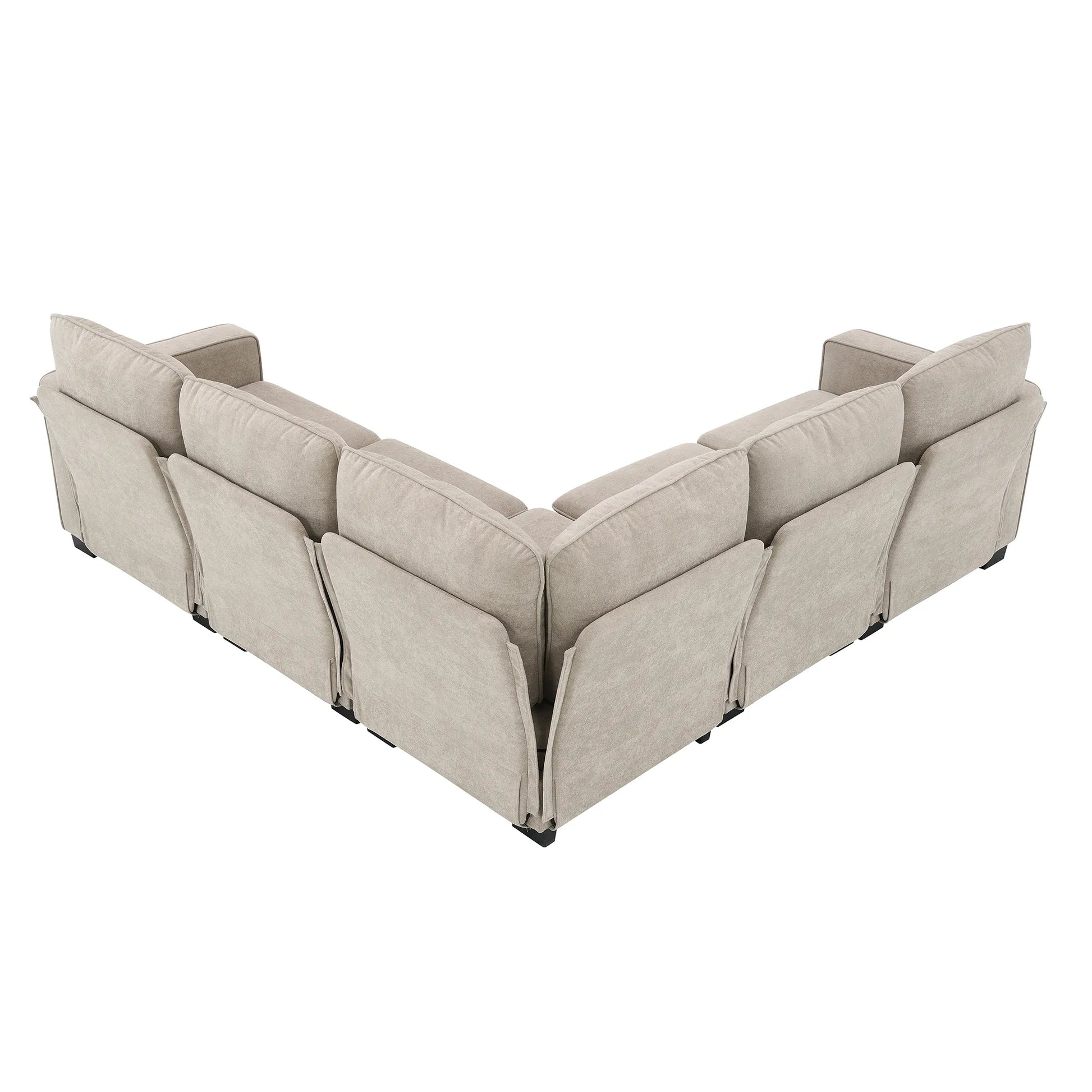 Corner Sectional Sofa, L-Shaped Comfy Couch, Khaki